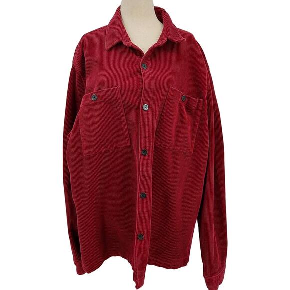 H&M Other - H&M sz L  burgundy red heavy corduroy button down long sleeve  jacket shirt B104